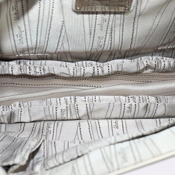 Salvatore Ferragamo Gancini Hand Bag Leather 2way White Silver Auth - Picture 13 of 16